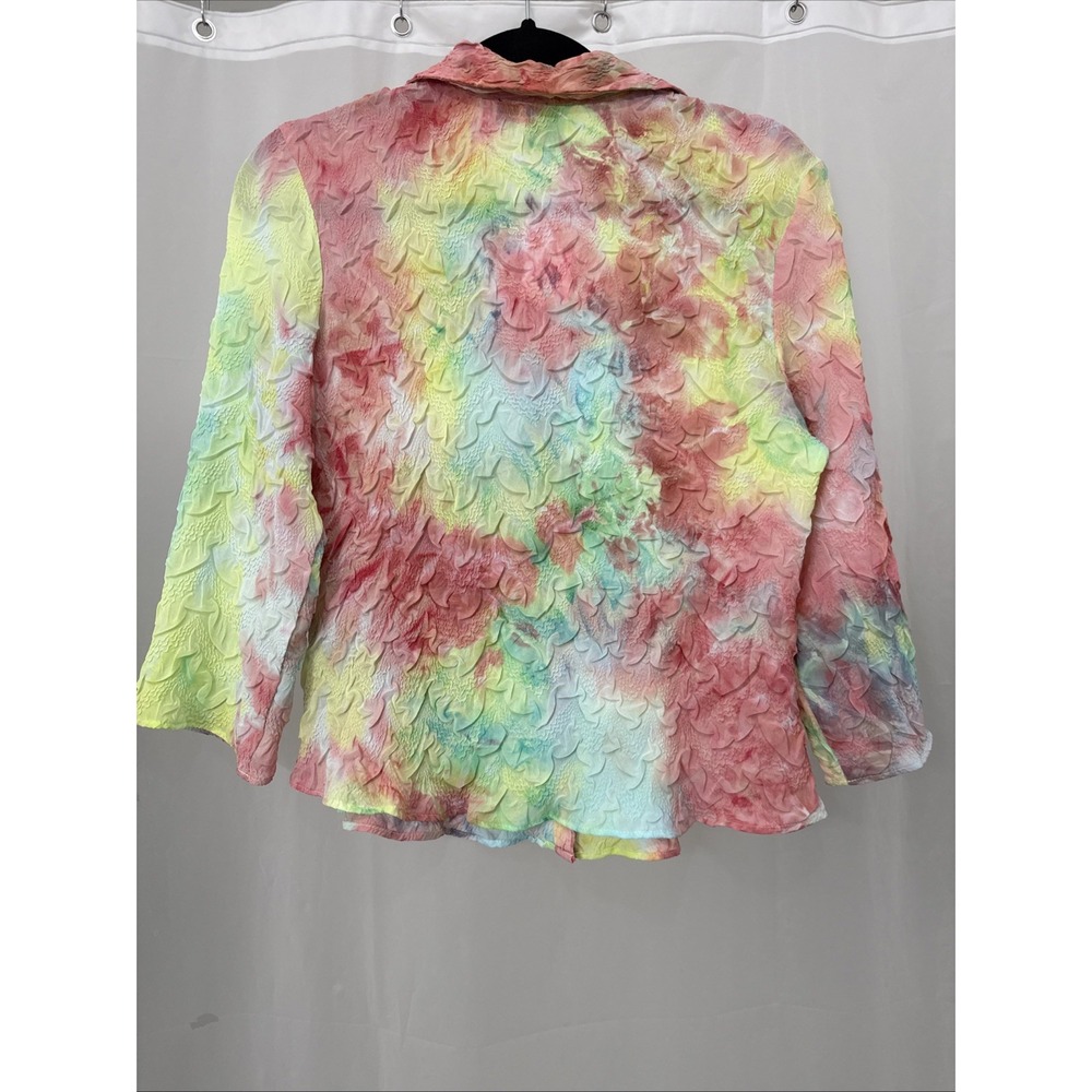 VTG Y2K Milano Crinkle Top Womens S Floral Print 3/4 Sleeve Shirt NWT - Picture 6 of 8